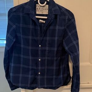 Frank & Eileen Navy Windowpane Plaid Shirt